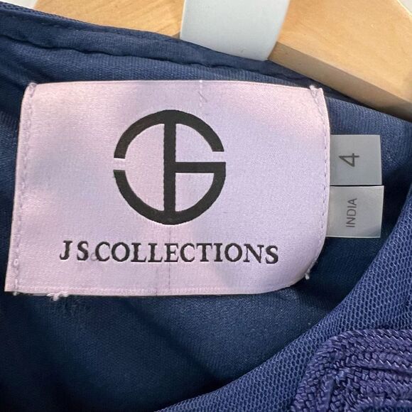 JS COLLECTIONS Women's Navy Blue Embroidered 3/4 Sleeves Dress Women’s Size 4 - Picture 11 of 14